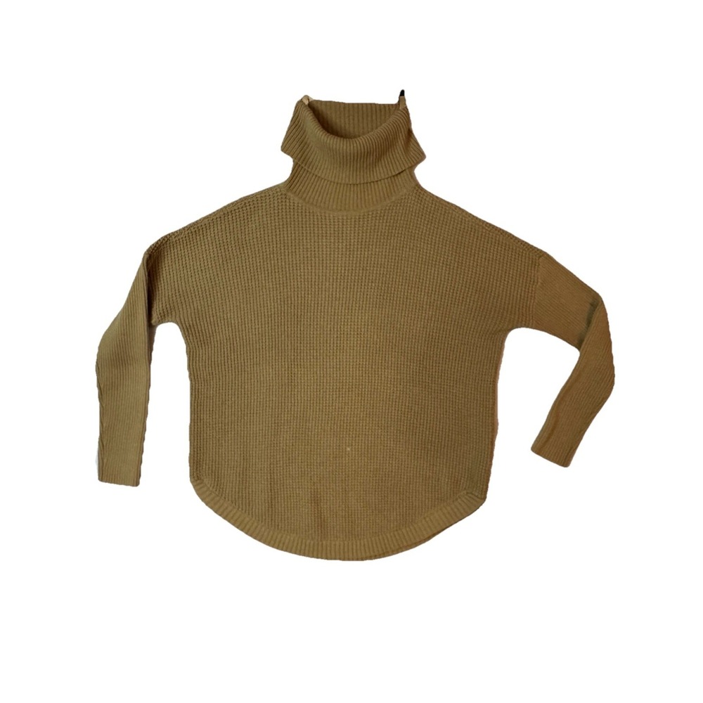 Michael Kors waffle knit turtle neck sweater medium tan/camel oversized - Picture 2 of 4